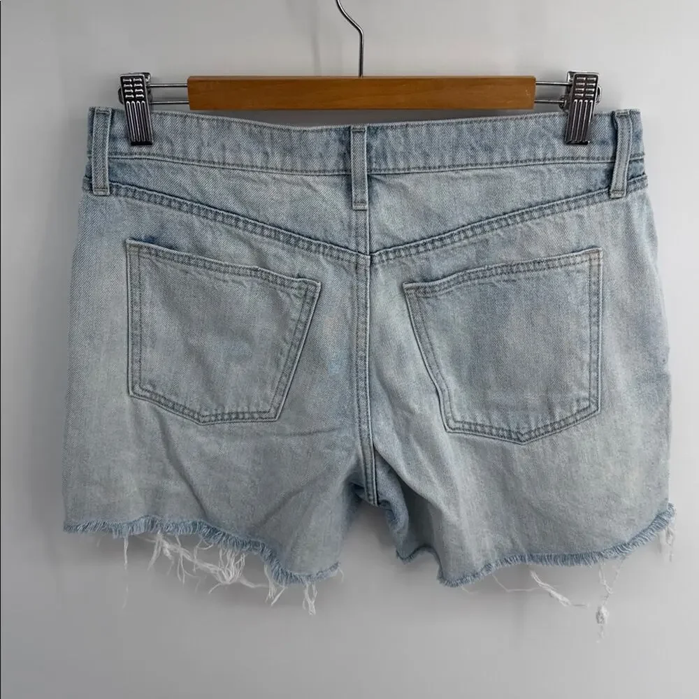 GAP denim distressed light wash long inseam hi rise cutoff denim jean shorts 28